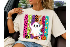Halloween Ghost Stripe PNG Sublimation T Product Image 1