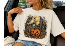 Halloween Haunted House Pumpkin PNG Tee Product Image 1