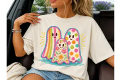 Cute Ghost Trio Halloween PNG Shirt Product Image 3