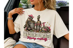 Walking By Faith Raccoon PNG Tee Design Product Image 3
