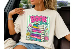 Book Lover Floral Stack PNG Shirt Design Product Image 3