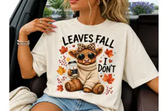 Leaves Fall I Don't Highland Cow PNG Product Image 1