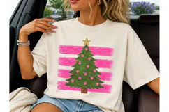 Pink Christmas Tree Glitter PNG Shirt Product Image 3