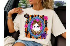 Halloween Ghost Leopard Bow PNG Sublimat Product Image 4