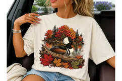 Hooded Merganser Fall Lake PNG Tee Desig Product Image 3