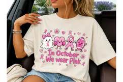 In October We Wear Pink PNG Tee Product Image 3