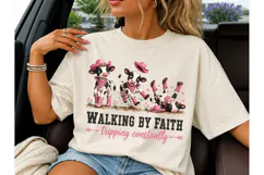Walking By Faith Funny Cow PNG Tee Product Image 3