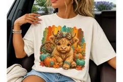 Highland Cow Fall Pumpkin PNG Sublimatio Product Image 3
