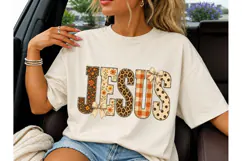 Jesus Boho Floral Leopard PNG Tee Design Product Image 3