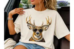 Glam Deer Leopard Sunglasses PNG Shirt Product Image 1