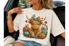 Highland Cow Fall Pumpkin PNG Sublimatio Product Image 3