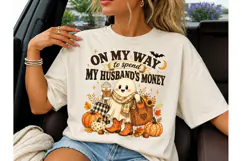 Spend Husband Money Ghost Fall PNG Tee Product Image 3