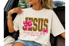 Jesus Leopard Bow PNG Sublimation Tee Product Image 1