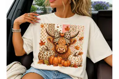 Fall Highland Cow Pumpkin PNG Sublimatio-Fall Highland Cow P Product Image 1