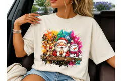 Christmas Santa Reindeer Snowman PNG Tee Product Image 1