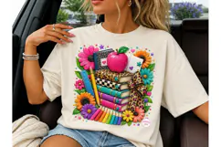 Teacher Books Floral PNG Sublimation Tee Product Image 3