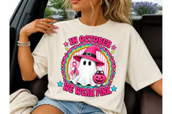 In October We Wear Pink Ghost PNG Tee Product Image 1