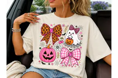 Pink Halloween Ghost Bow PNG Tee Design Product Image 3