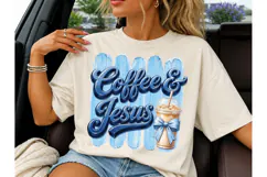 Coffee & Jesus PNG Sublimation Tee Desig Product Image 1