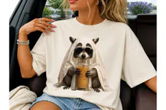 Ghost Raccoon Iced Coffee PNG Tee Product Image 3