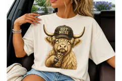 Hot Mess Highland Cow PNG Sublimation Product Image 1