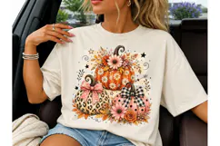 Fall Pumpkin Floral PNG Sublimation Tee Product Image 3