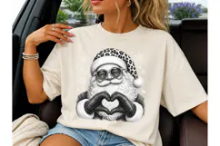 Cool Santa Leopard Hat Heart PNG Tee Product Image 1