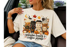 Autumn Leaves Coffee Please PNG Tee Product Image 3