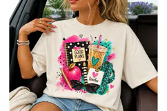 Teacher Good Plans Iced Coffee PNG Tee Product Image 3