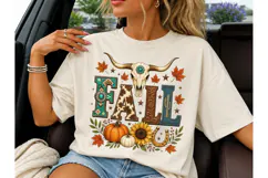 Western Fall Longhorn Skull PNG Shirt Product Image 1