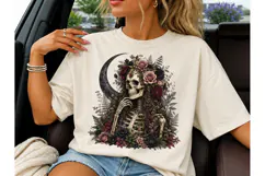 Floral Skeleton Moon PNG Shirt Design Product Image 1