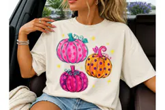 Polka Dot Pumpkins Fall PNG Sublimation Product Image 1