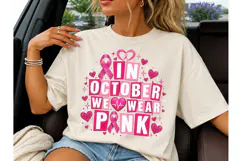 In October We Wear Pink PNG Shirt Product Image 3