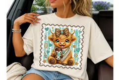 Highland Cow Boho Coffee PNG Sublimation Product Image 1