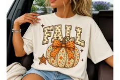 Fall Pumpkin Floral Bow PNG Sublimation Product Image 1