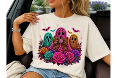 Leopard Ghost Floral Halloween PNG Tee Product Image 1