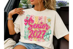 Senior 2027 Coquette Floral PNG Tee Product Image 1