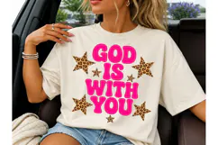 God Is With You Leopard Stars PNG Tee Product Image 1