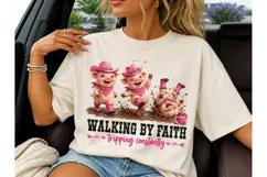 Walking By Faith Funny Pig PNG Sublimati Product Image 3