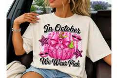 In October We Wear Pink Pumpkin PNG Product Image 4