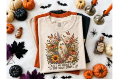 Holy Ghost Floral Halloween PNG Tee Product Image 2