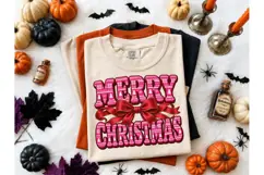 Merry Christmas Bow PNG Sublimation Tee Product Image 1
