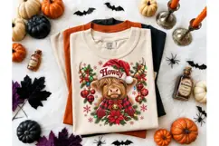 Howdy Christmas Highland Cow PNG Tee Product Image 2