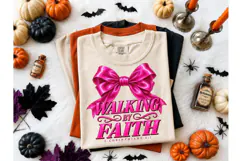 Walking By Faith Coquette Bow PNG Tee Product Image 2