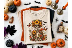 Fall Skeleton Floral PNG Shirt Design Product Image 2