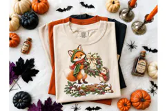 Fox Hedgehog Christmas Wreath PNG Tee Product Image 1