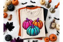 Colorful Halloween Pumpkins PNG Tee Product Image 2