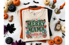 Merry Mama Christmas Vibes PNG Tee Product Image 1