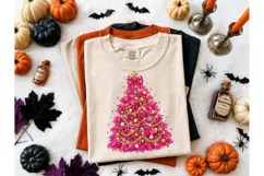 Pink Christmas Tree PNG Sublimation Tee Product Image 2