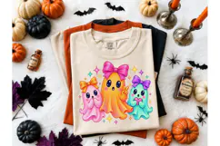 Cute Ghost Bow Halloween PNG Shirt Product Image 2